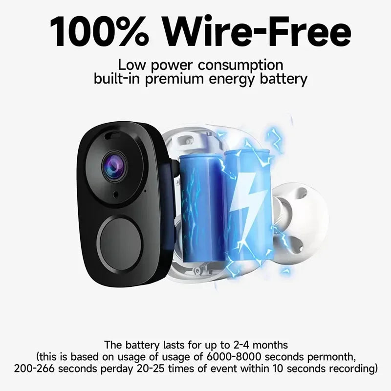 Wireless Outdoor Security Camera, 2K, 3MP, Battery Powered, WiFi, Spotlight Siren, 2-Way Audio, Waterproof