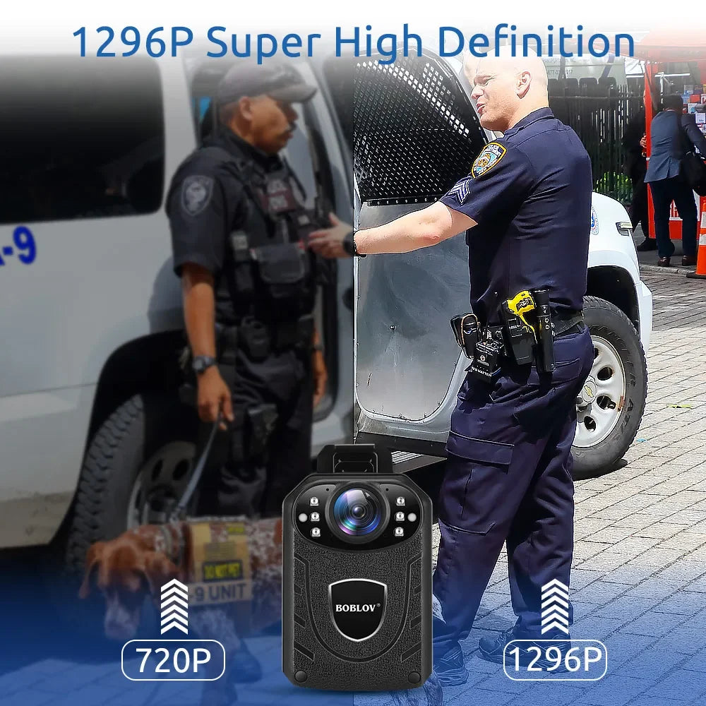 BOBLOV KJ21 Body Camera 1296P HD IR Night Vision, 170° Police Security DVR, Wearable Mini Camcorder for  Evidence Recording