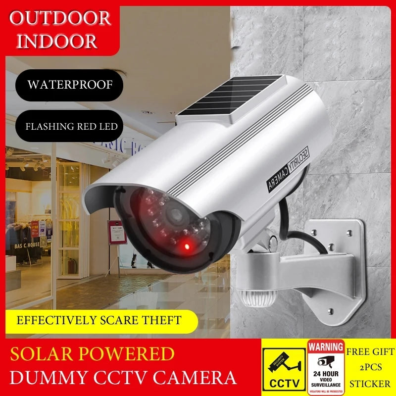 Red Flashing Led Fake CCTV Bullet Camera Scare The Thief Surveillance Security System Solar Powered Dummy Waterproof Camera