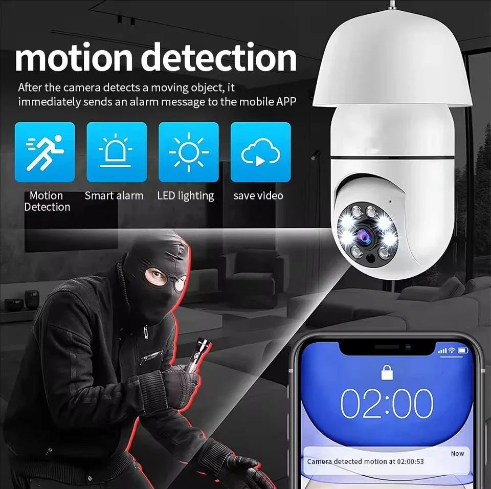 Telecamera da Lampadina E27 Full HD WiFi - Visione Notturna