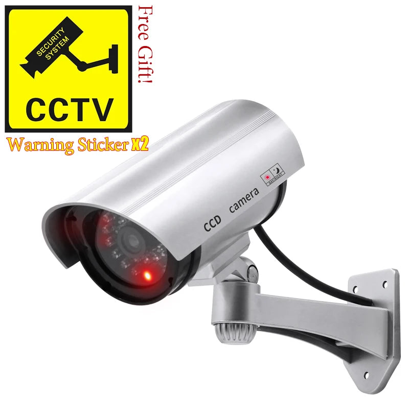 Creative Fake Bullet Camera Plastic Dummy CCTV Camera With Red Flashing Led Power Via AA Battery Surveillance Security System
