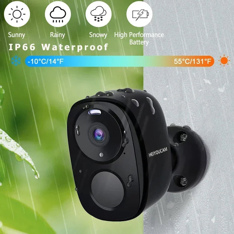 Security Cameras Wireless Outdoor 2K Battery Powered WiFi Camera AI Motion Siren Spotlight Color Night Vision IP66 Waterproof