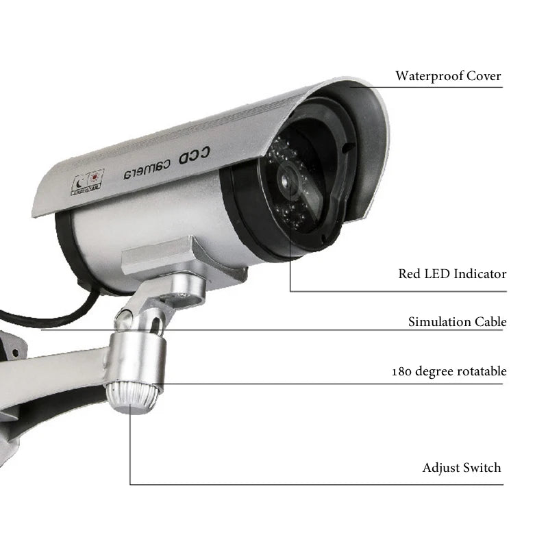 Creative Fake Bullet Camera Plastic Dummy CCTV Camera With Red Flashing Led Power Via AA Battery Surveillance Security System