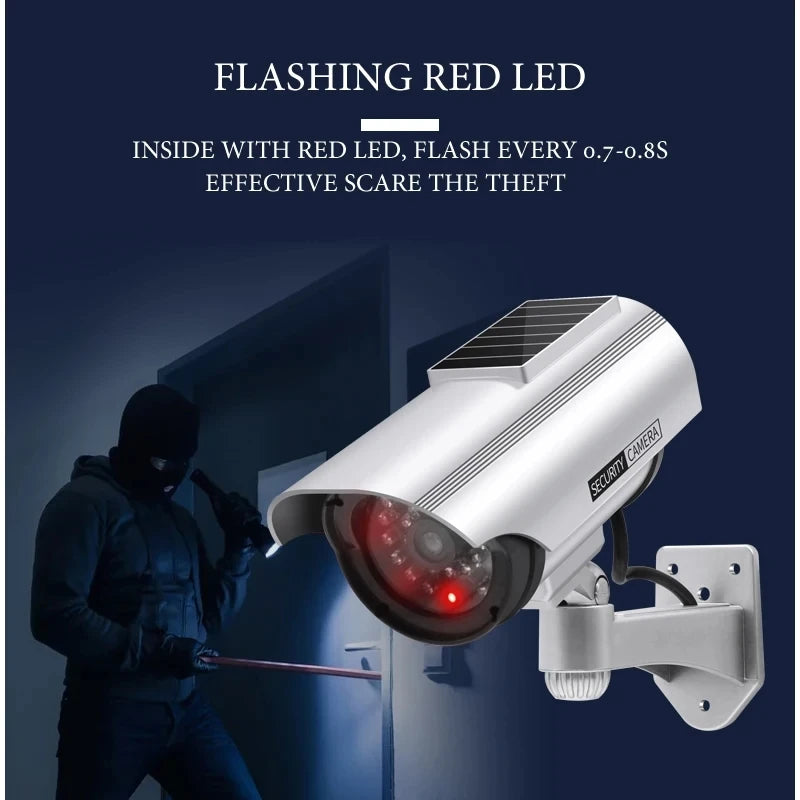 Red Flashing Led Fake CCTV Bullet Camera Scare The Thief Surveillance Security System Solar Powered Dummy Waterproof Camera